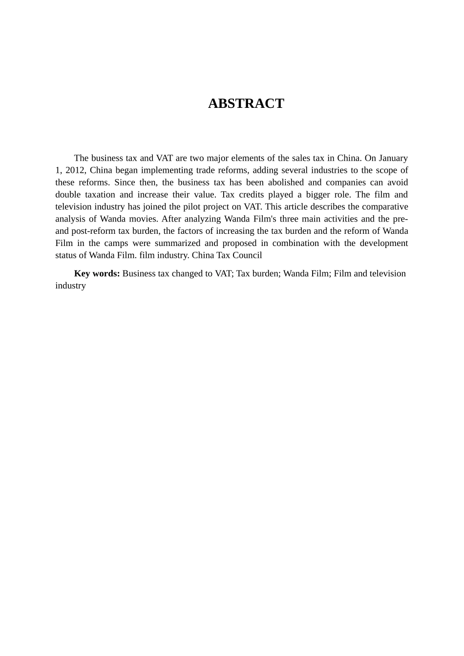 “营改增”对影视公司税负影响与对策分析研究——以万达电影为例   税务管理专业_第2页