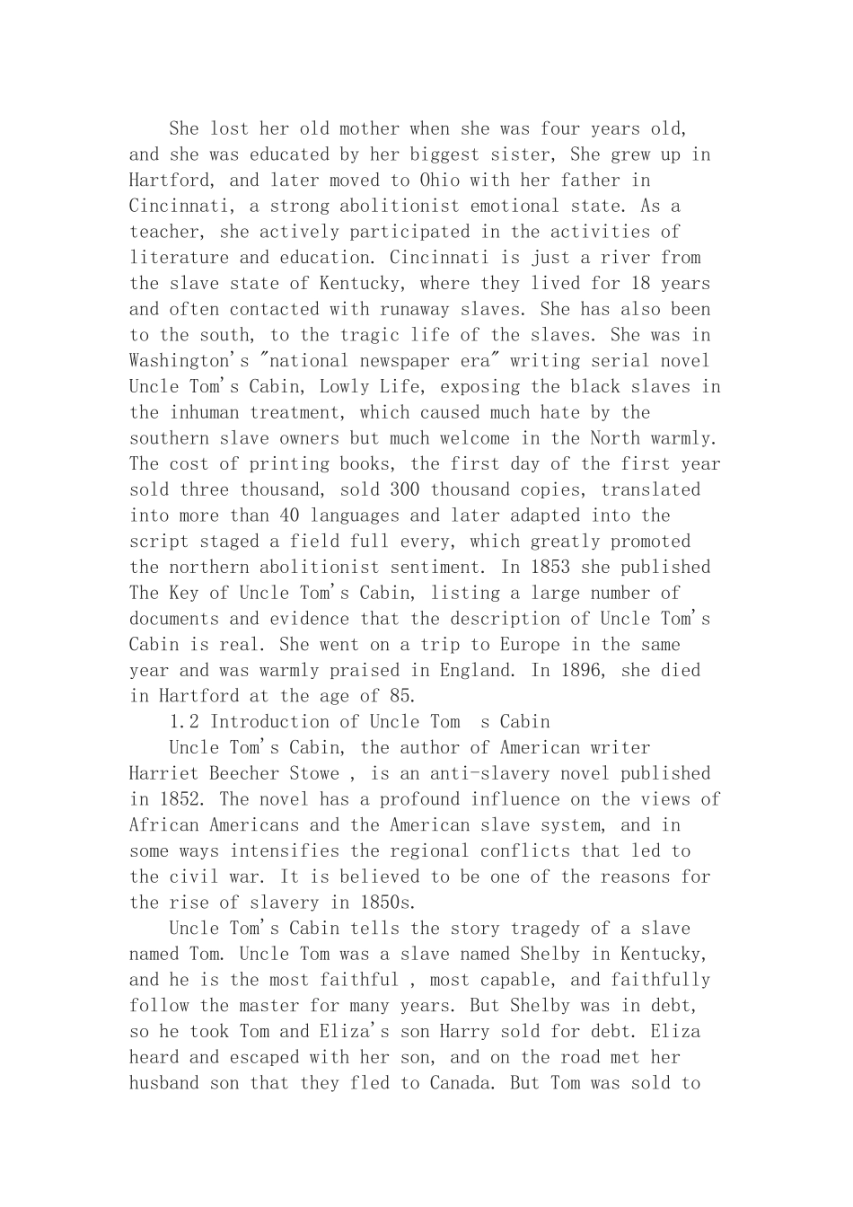 《汤姆叔叔的小屋》中爱的诠释分析研究  英语学专业_第3页