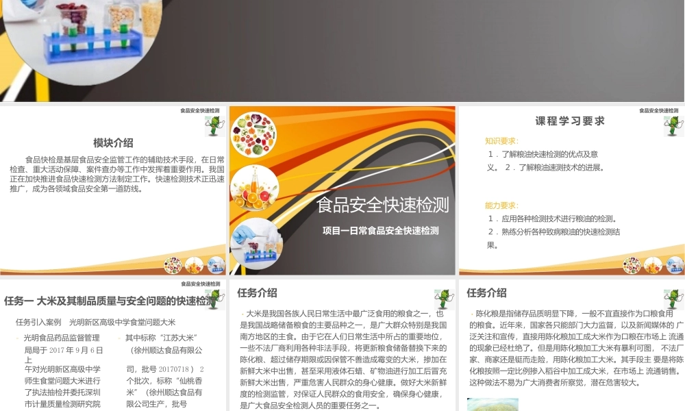《食品安全快速检测》教学课件—02日常食品安全快速检测