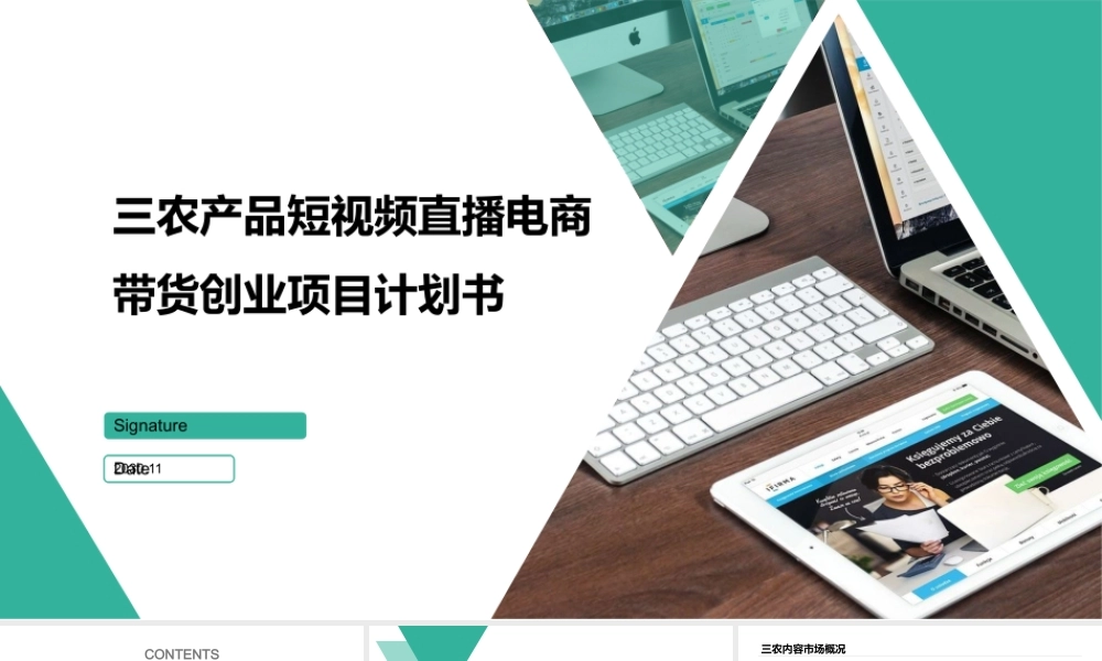 三农产品短视频直播电商带货创业项目计划书