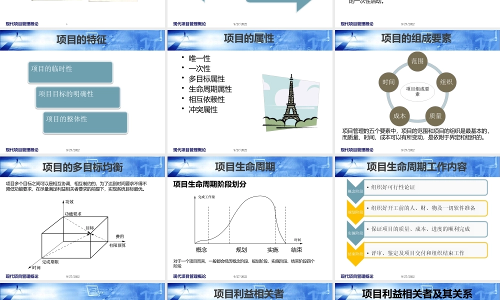现代项目管理概论共7章第2章项目与项目管理