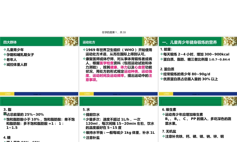 不同健身人群的营养需求课件