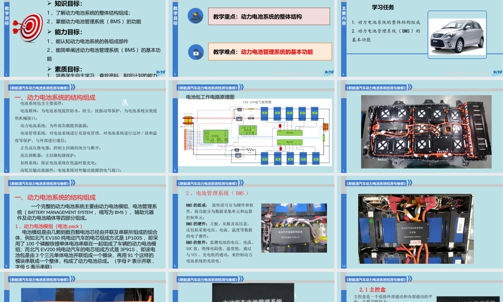 新能源汽车动力电池结构与检修4-1动力电池系统的结构组成