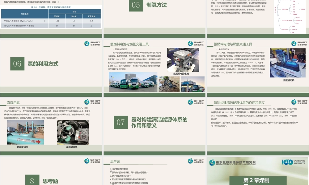 制氢技术与工艺课件全套第1--11章绪论、煤制氢---新能源制氢技术