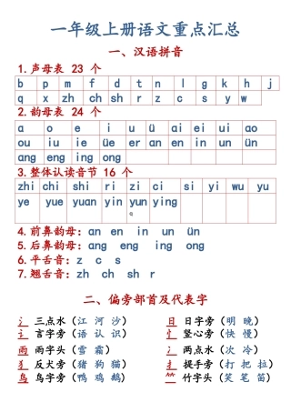 一上语文必背知识点