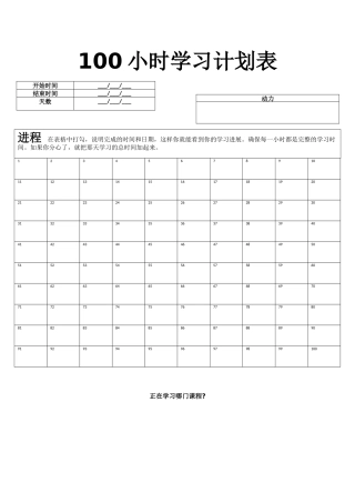 100-Hours-Of-Study-中文版(100小时学习计划表)