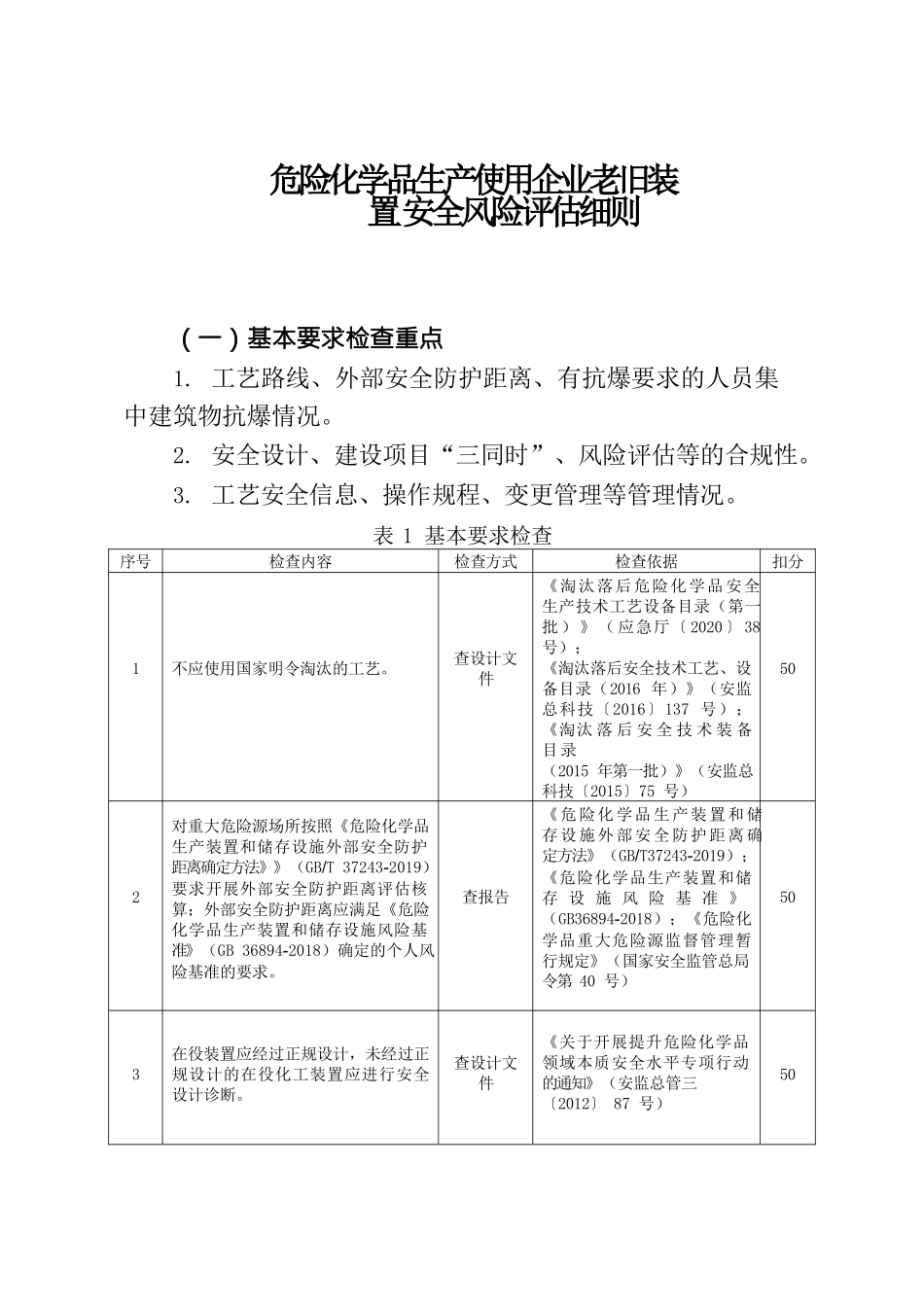 危险化学品生产使用企业老旧装置安全风险评估细则_第1页