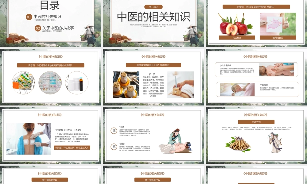 中国风神奇的中医健康知识中医进校园主题班会培训PPT