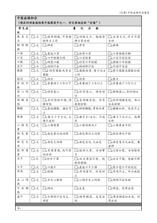 (完整)中医症候积分量表