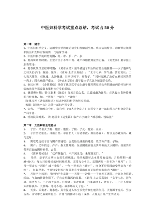 中医妇科学考试重点总结-拿下50分!