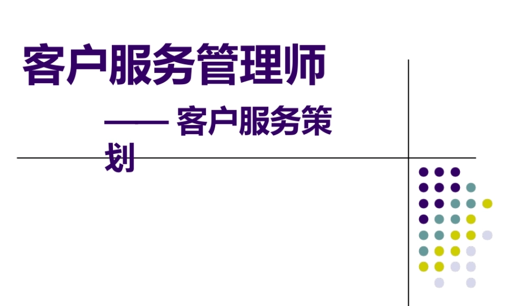 客户服务管理师客户服务策划