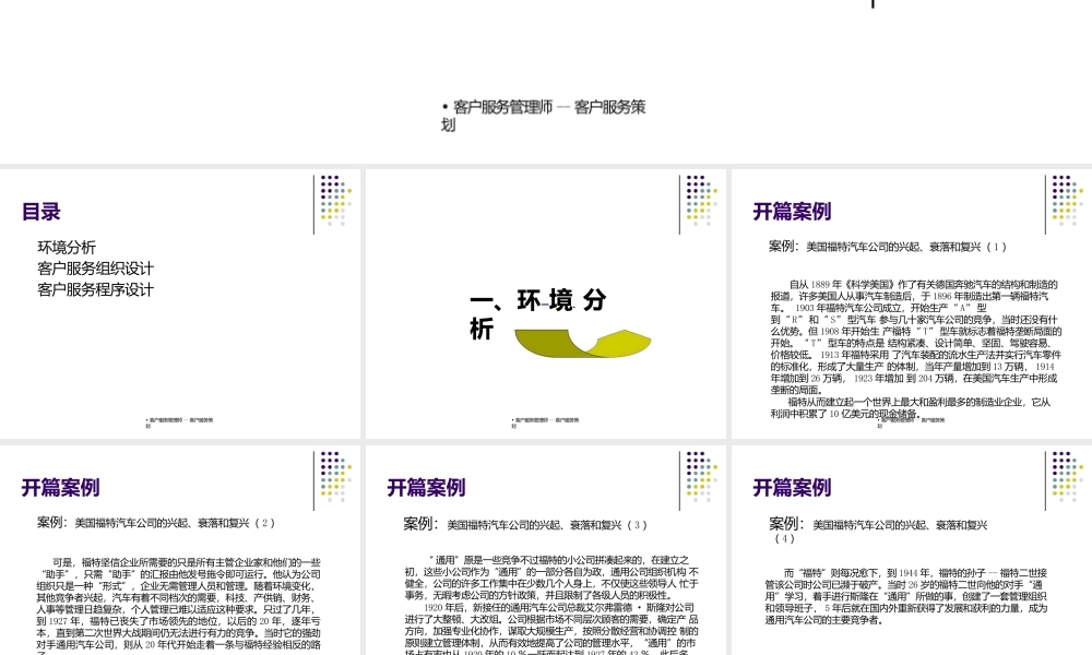 客户服务管理师客户服务策划