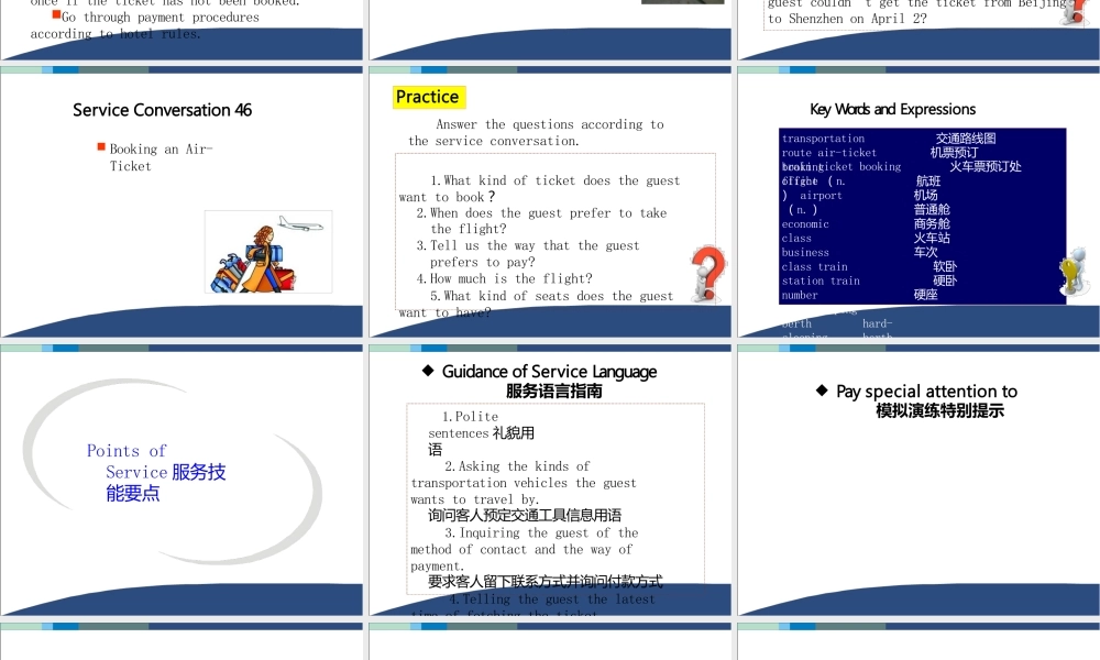 现代酒店服务英语Chapter10商务中服务（二）ppt