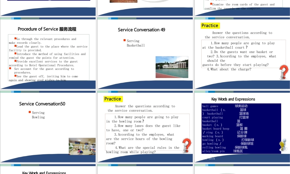 现代酒店服务英语Chapter11康体中心服务ppt