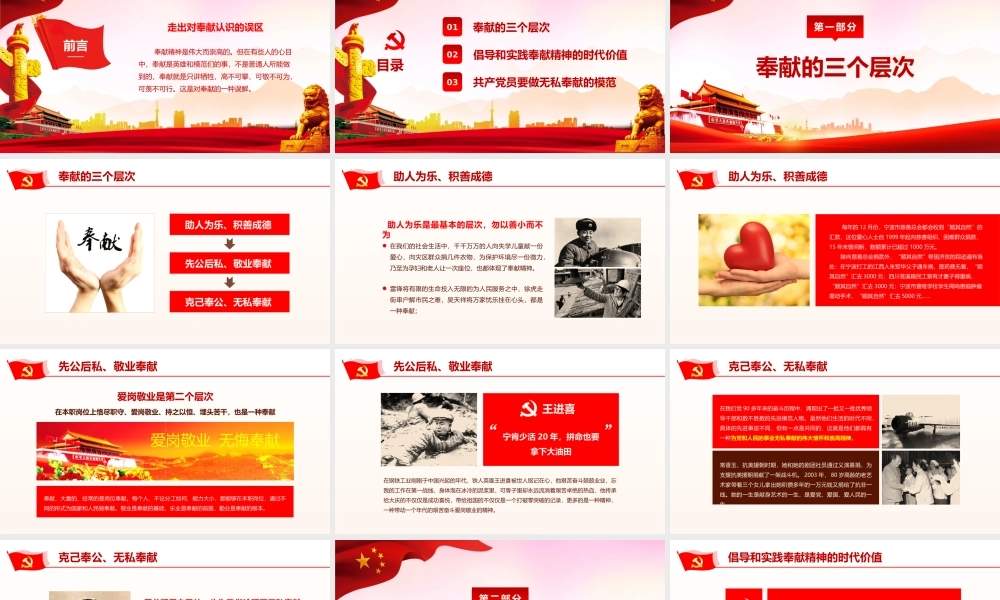 爱岗敬业无私奉献主题党员党讲稿ppt模板