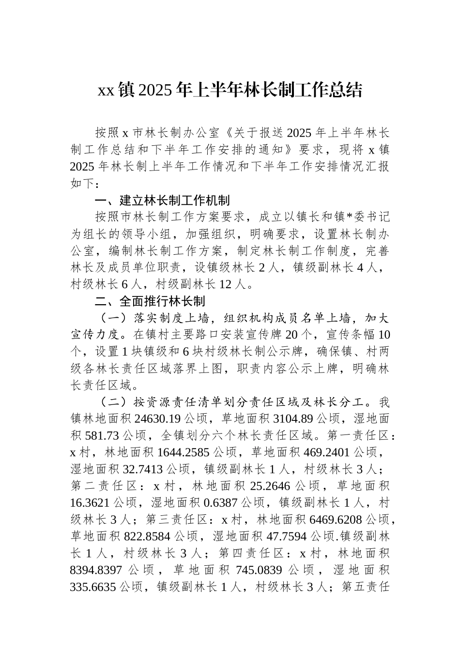 X镇2025年上半年林长制工作总结_第1页