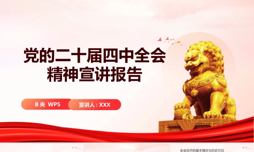 党的二十届四中全会精神宣讲报告