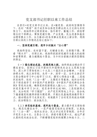 党支部书记任职以来工作总结