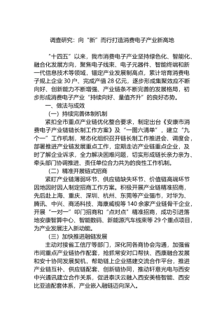 调查研究：向“新”而行打造消费电子产业新高地