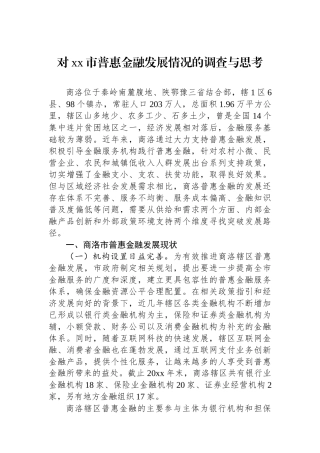 对XX市普惠金融发展情况的调查与思考