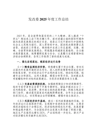 发改委2025年度工作总结