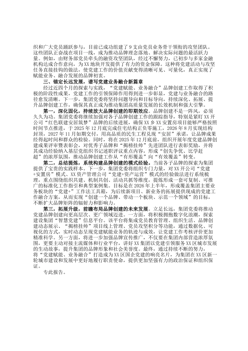 集团党委党建赋能、业务融合党建品牌创建工作的情况汇报_第3页