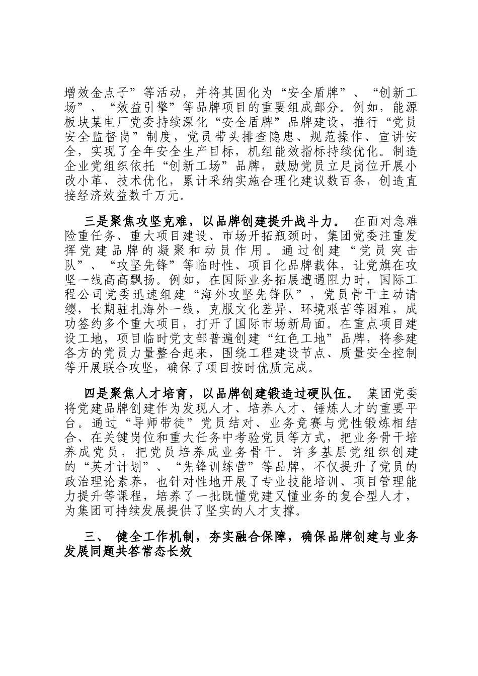 集团党委关于2025年党建品牌创建与业务融合发展的专题汇报_第3页