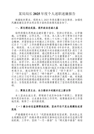 某局局长2025年度个人述职述廉报告