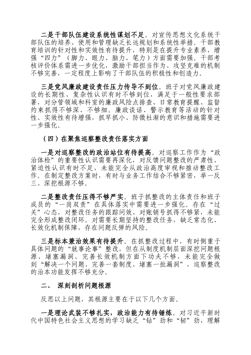 区委宣传部领导班子巡察整改对照检查情况_第3页