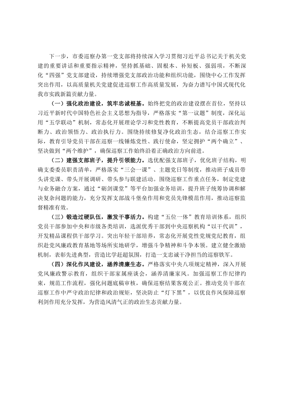 市委巡察办第一党支部2025年前三季度党建工作总结_第3页