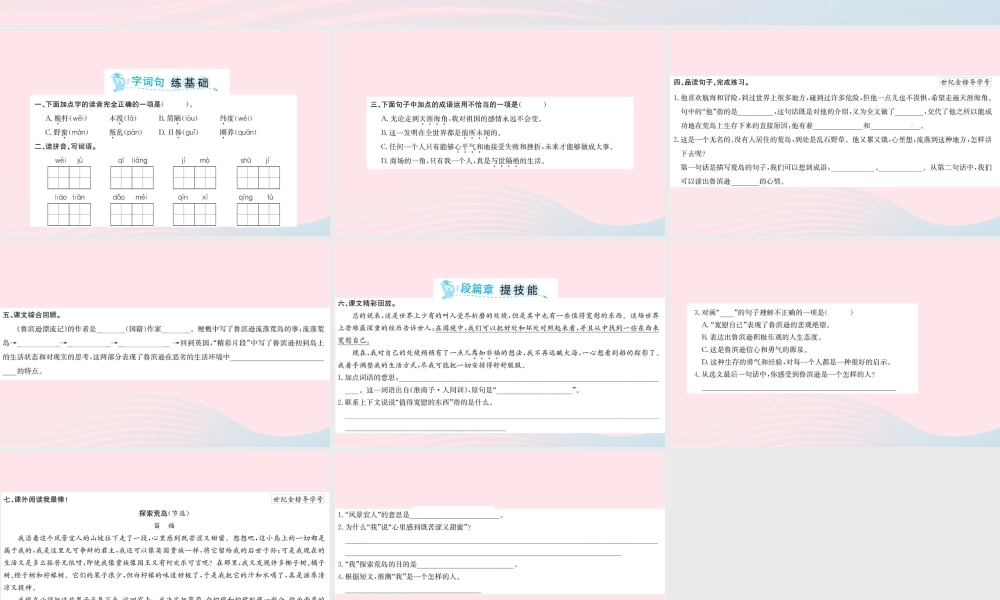 六年级语文下册 第二单元 5 鲁滨逊漂流记（节选）课件2 新人教版-新人教版小学六年级下册语文课件