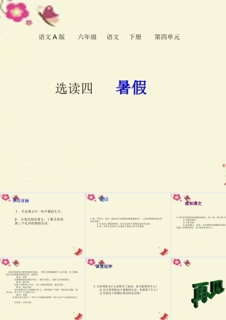 六年级语文下册 第4单元 选读四《暑假》课件2 语文A版-语文A版小学六年级下册语文课件