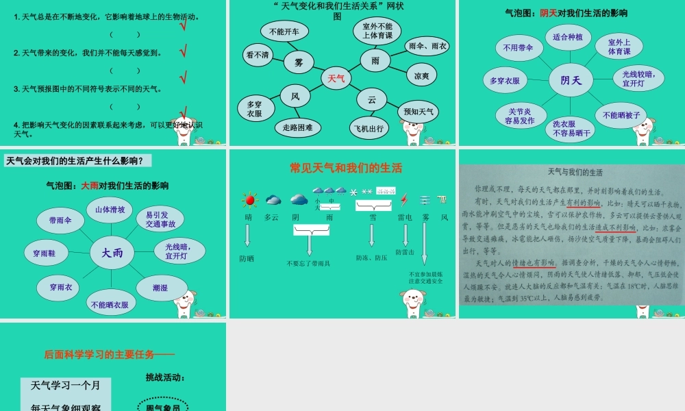 四年级科学上册 1.1我们关心天气课件 教科版-教科版小学四年级上册自然科学课件