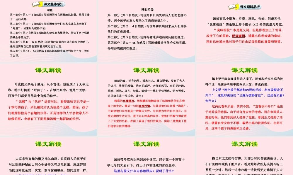 六年级语文下册 第四单元 17汤姆 索亚历险记（第1课时）课件 新人教版-新人教版小学六年级下册语文课件