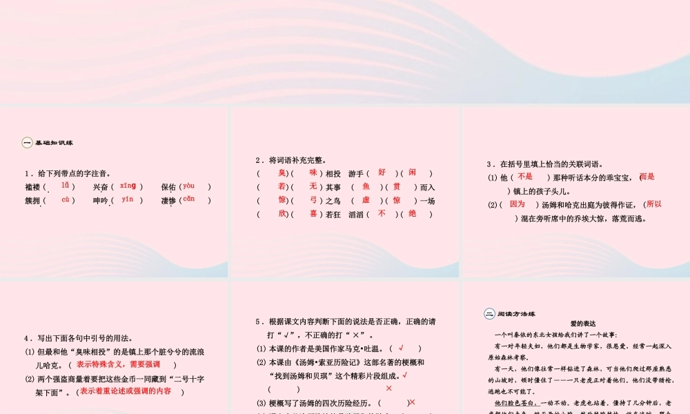 六年级语文下册 第四单元 17汤姆 索亚历险记（第2课时）课件 新人教版-新人教版小学六年级下册语文课件