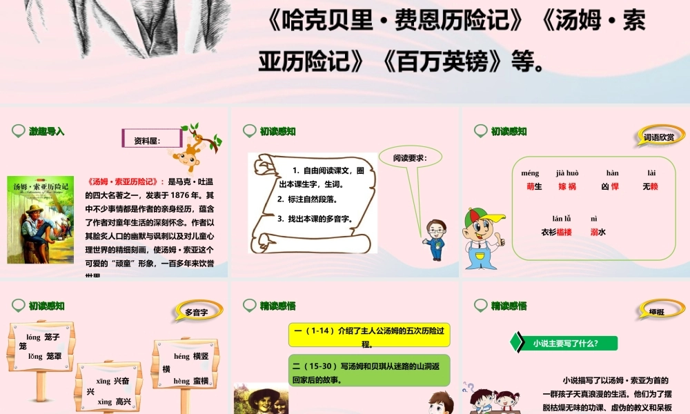 六年级语文下册 第四单元 17汤姆 索亚历险记课件 新人教版-新人教版小学六年级下册语文课件