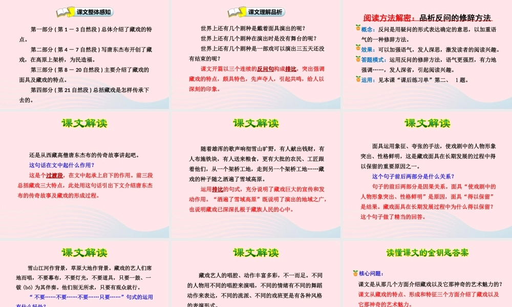 六年级语文下册 第二单元 7 藏戏（第1课时）课件 新人教版-新人教版小学六年级下册语文课件