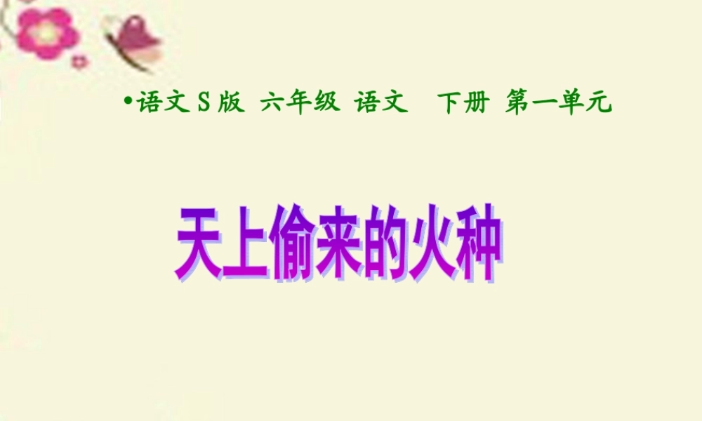 六年级语文下册 第1单元 4《天上偷来的火种》课件1 语文S版-语文S版小学六年级下册语文课件