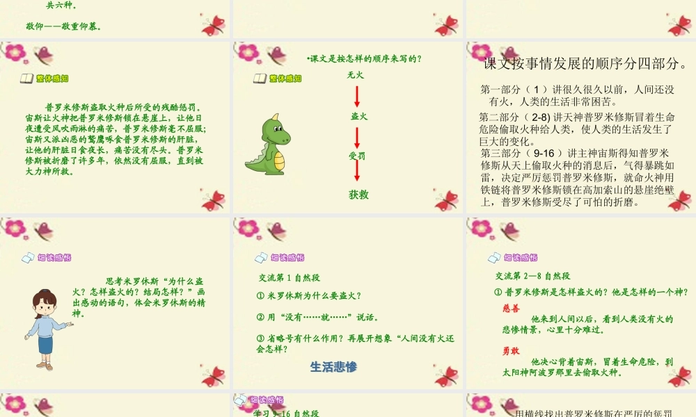 六年级语文下册 第1单元 4《天上偷来的火种》课件1 语文S版-语文S版小学六年级下册语文课件