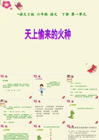 六年级语文下册 第1单元 4《天上偷来的火种》课件1 语文S版-语文S版小学六年级下册语文课件