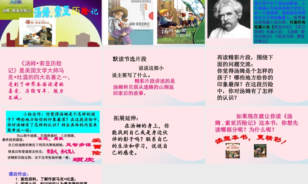 六年级语文下册 第二单元 7 汤姆 索亚历险记（节选）课件 新人教版-新人教版小学六年级下册语文课件