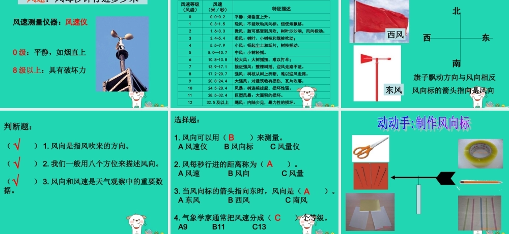 四年级科学上册 1.4风向和风速课件1 教科版-教科版小学四年级上册自然科学课件