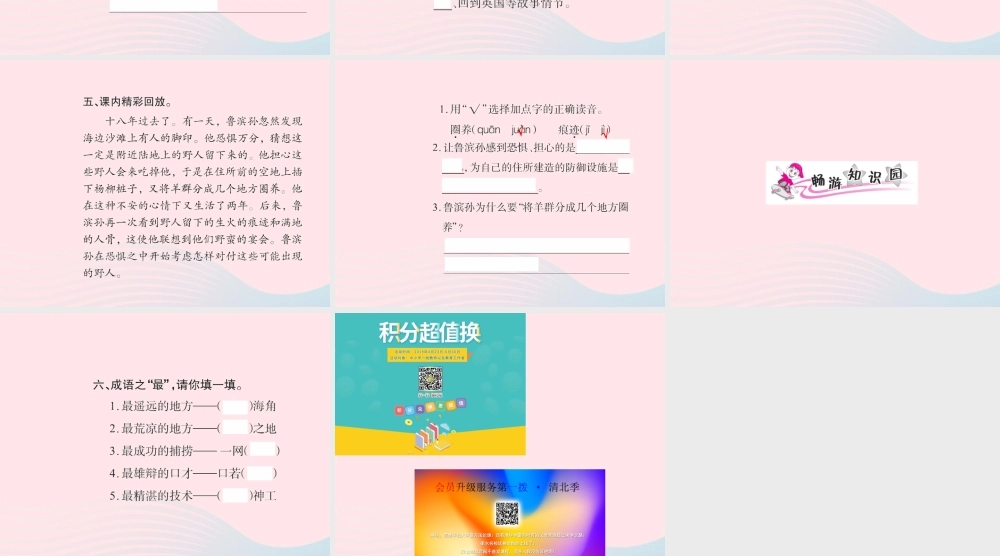 六年级语文下册 第四组 16鲁滨逊漂流记习题课件 新人教版-新人教版小学六年级下册语文课件