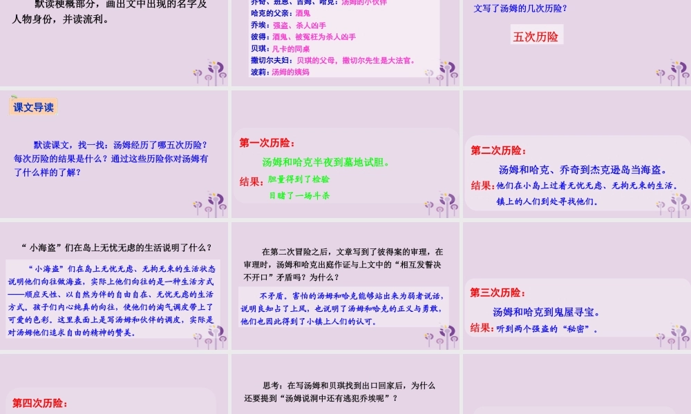 六年级语文下册 第四组 17《汤姆 索亚历险记》教学课件 新人教版-新人教版小学六年级下册语文课件