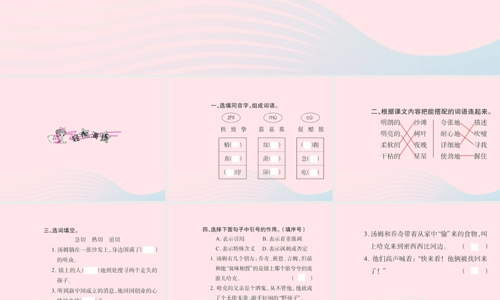 六年级语文下册 第四组 17汤姆.索亚历险记习题课件 新人教版-新人教版小学六年级下册语文课件