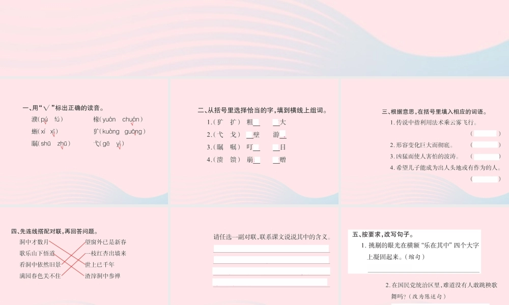 六年级语文下册 综合复习二习题课件 新人教版-新人教版小学六年级下册语文课件