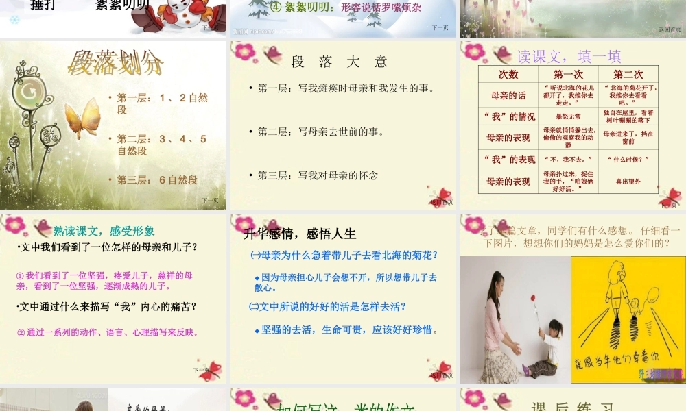 六年级语文下册 第6单元 14《秋天的怀念》课件3 语文A版-语文A版小学六年级下册语文课件