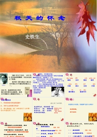 六年级语文下册 第6单元 14《秋天的怀念》课件6 语文A版-语文A版小学六年级下册语文课件