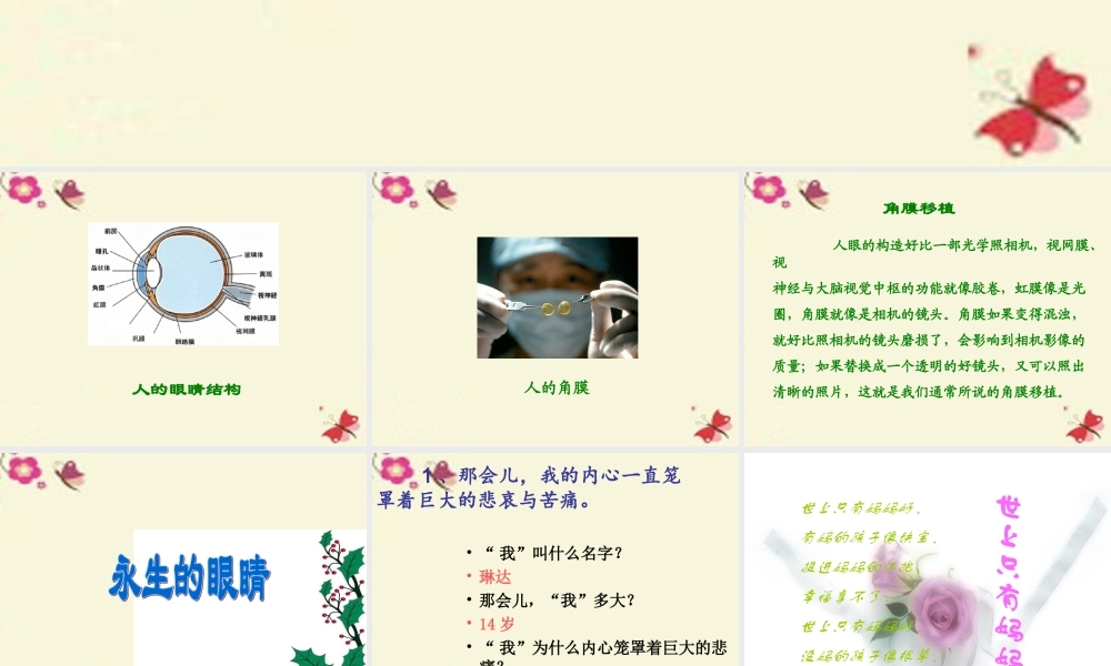 六年级语文下册 第6单元 15《永生的眼睛》课件6 语文A版-语文A版小学六年级下册语文课件