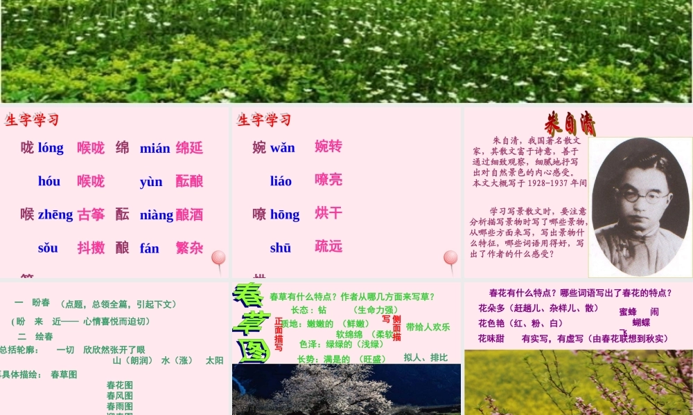 六年级语文下册《春》教学课件（简要参考）